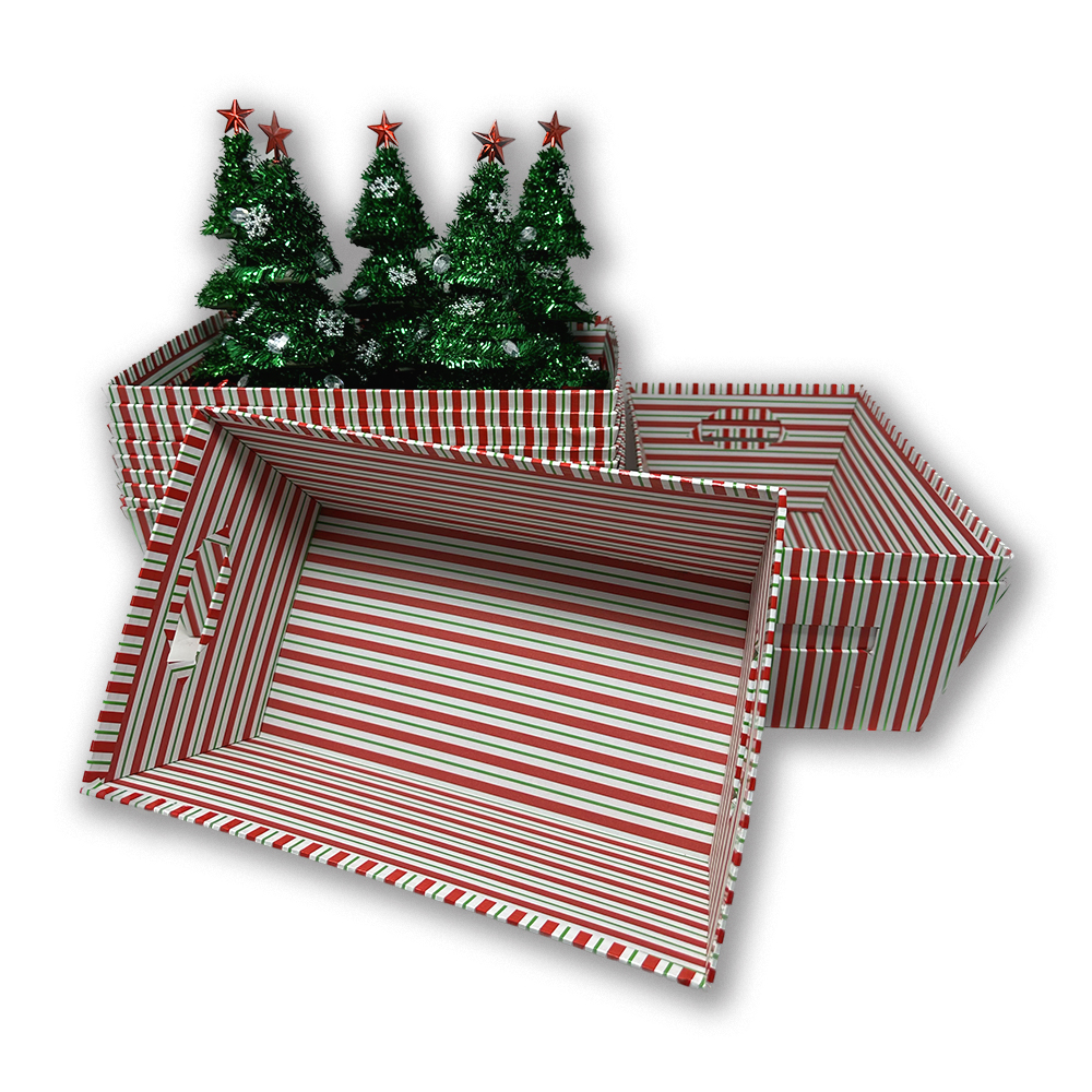 12 Pack - Gift Tray Medium - Holiday II 12in- Peppermint Stripe
